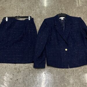 Women's Navy Blue Blazer and Skirt Set